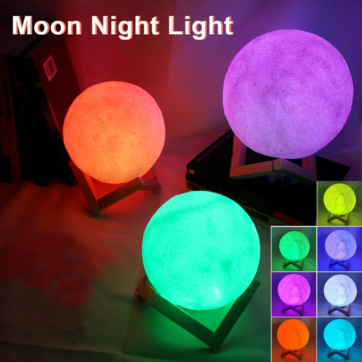D5 Starry Moon Lamp 8Cm - LED Night Light with Stand, Perfect for Bedroom Decor and Gifts My Store