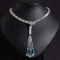 Serpentine Tassel Necklace with Diamonds and Zirconia Vera Lux