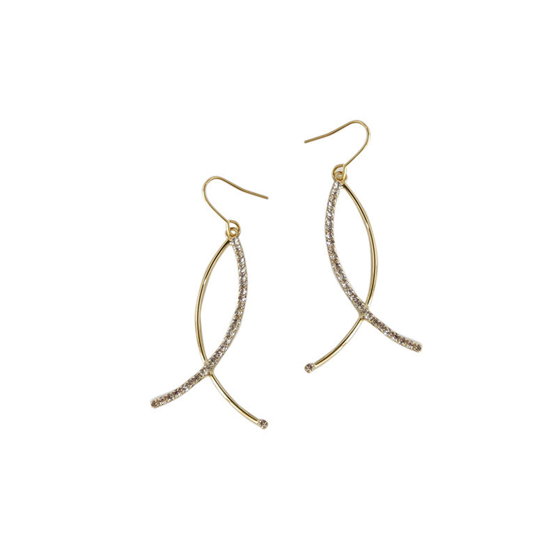 Fresh And Sweet Zircon-inlaid Cross-style Earrings Vera Lux