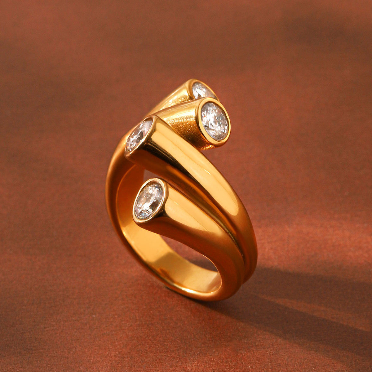 Colorfast Titanium Steel Stainless Steel Zircon Ring Vera Lux