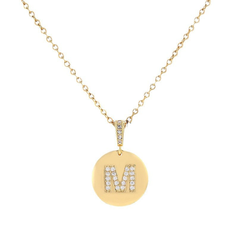 Zircon Initial Disc Necklace Collection Vera Lux