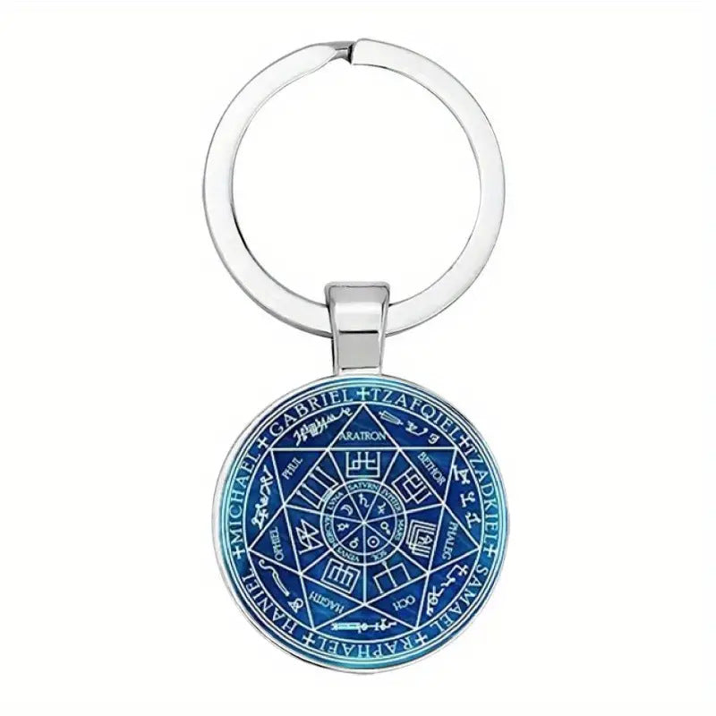 Seven-pointed Star Letter Pattern Glass Pendant Keychain Vera Lux
