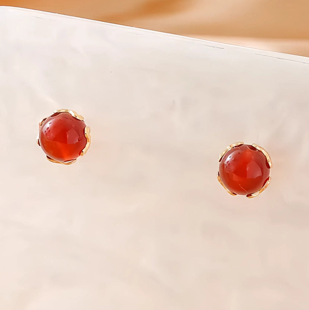 Natural Crystal Womens Pearl Silver-Needle Red Agate Pastoral Style Vera Lux