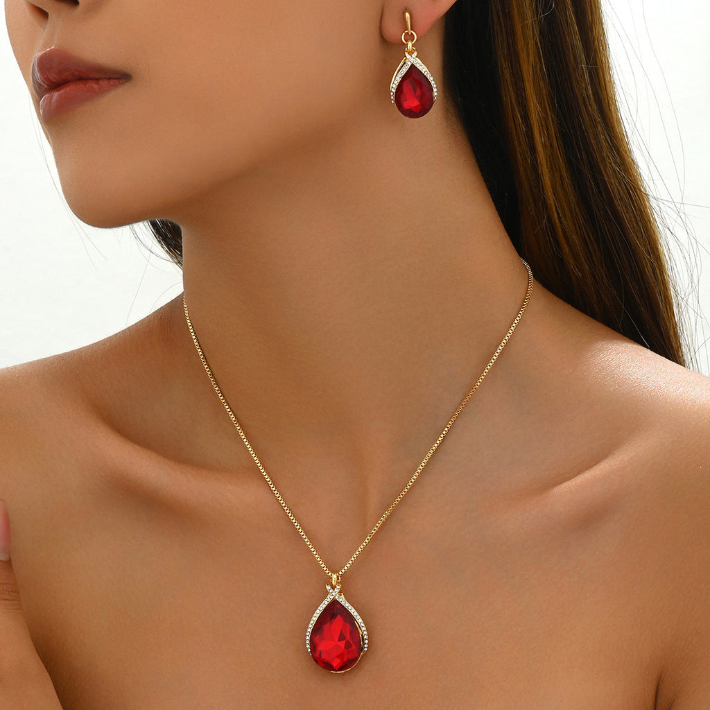 INS Geometric Sweet Japanese-Korean Style Womens Necklace And Earrings Set Vera Lux
