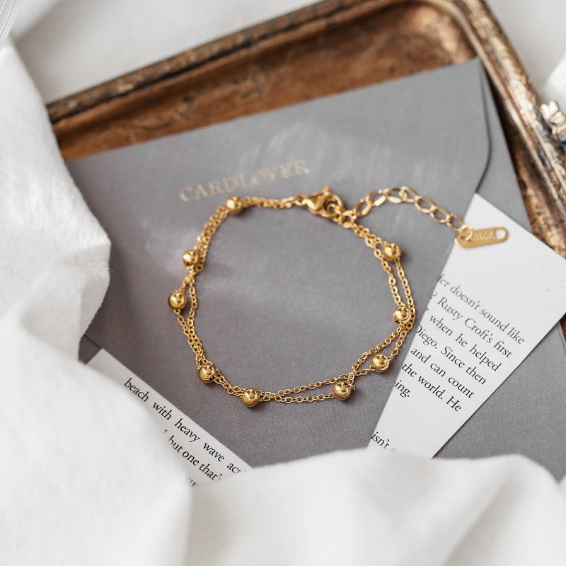 18K gold double-layer titanium steel anklet Vera Lux