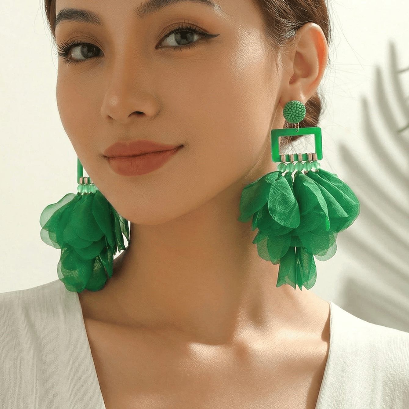 Oversized Chiffon Multi-Layer Tassel Earrings For Women Bohemian Handmade Fabric Jewelry Summer Party Beach Vacation Vera Lux