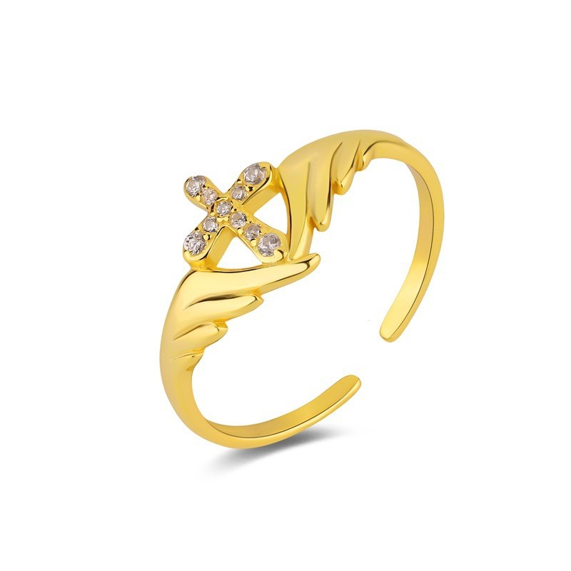 Angel Wings Cross Unique Punk Street-Style Open-End Index Finger Ring Vera Lux
