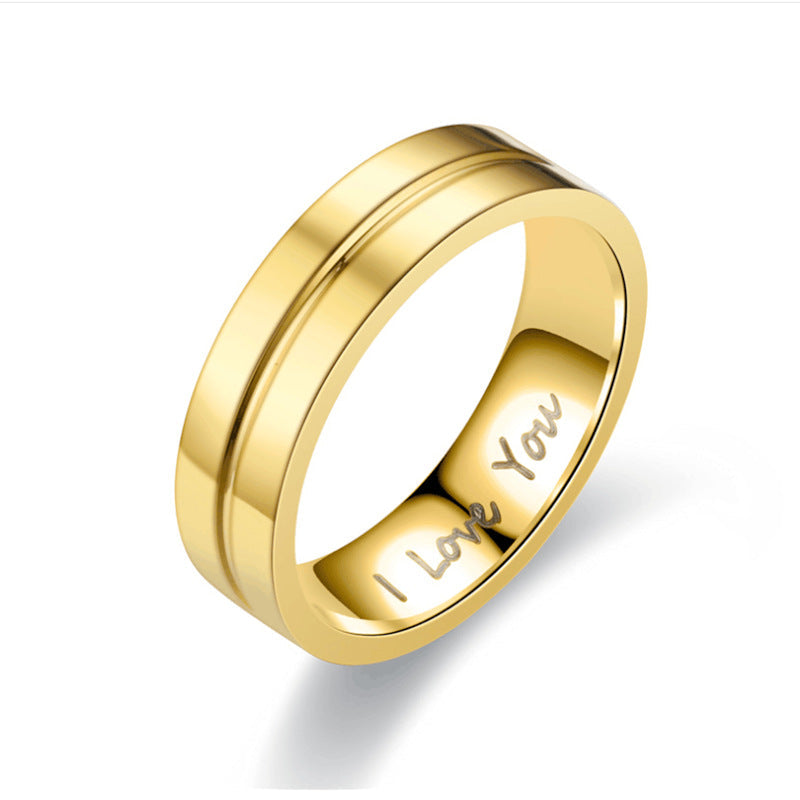 Titanium Steel Couple Ring I LOVE YOU Engagement Diamond-studded Ornament Vera Lux