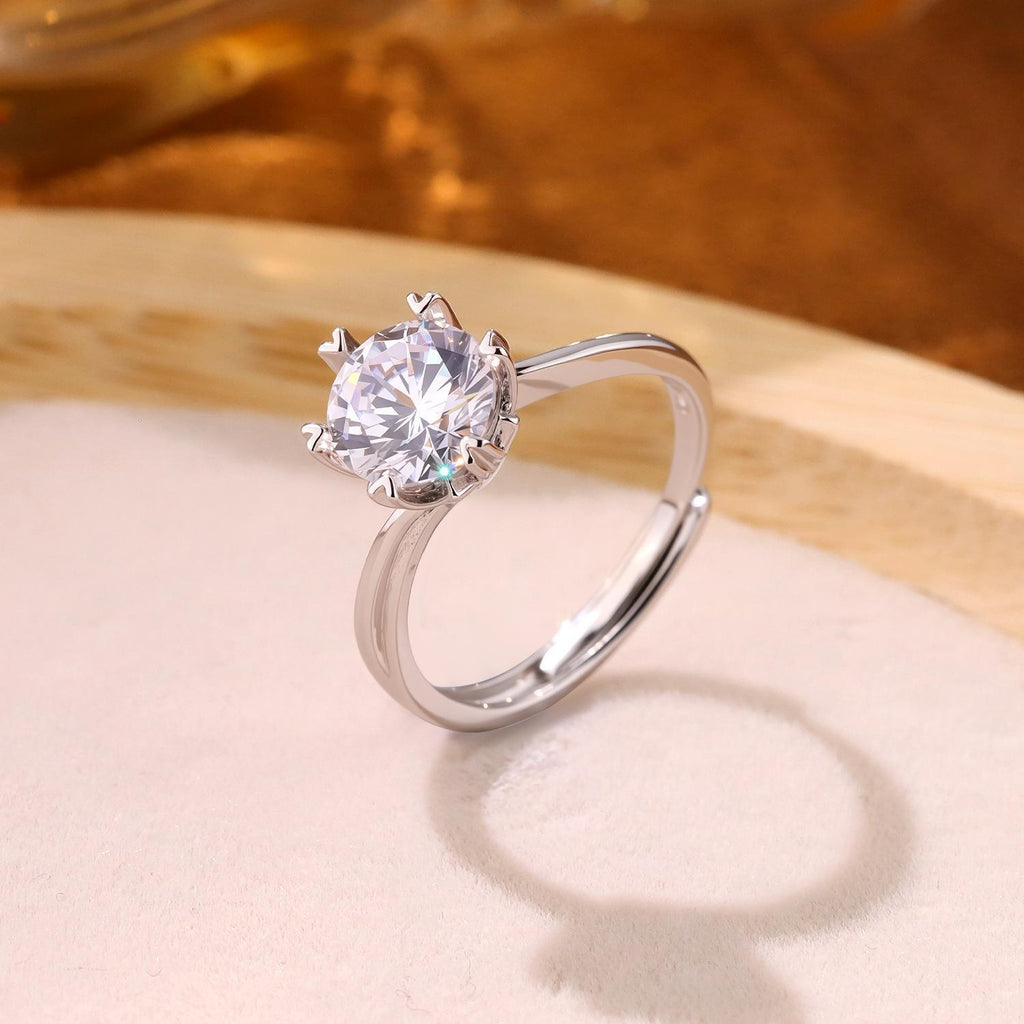 Simple And Versatile 2-Carat Designer Elegant Twisted-Style Six-Prong Ring For Women Vera Lux