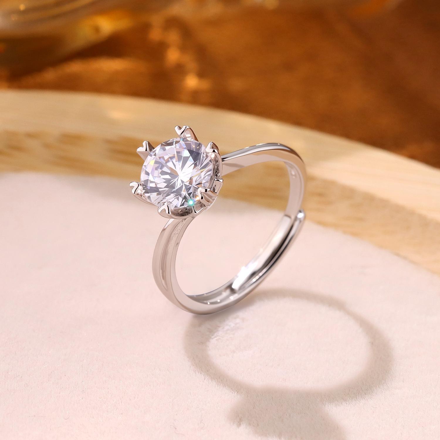 Simple And Versatile 2-Carat Designer Elegant Twisted-Style Six-Prong Ring For Women Vera Lux