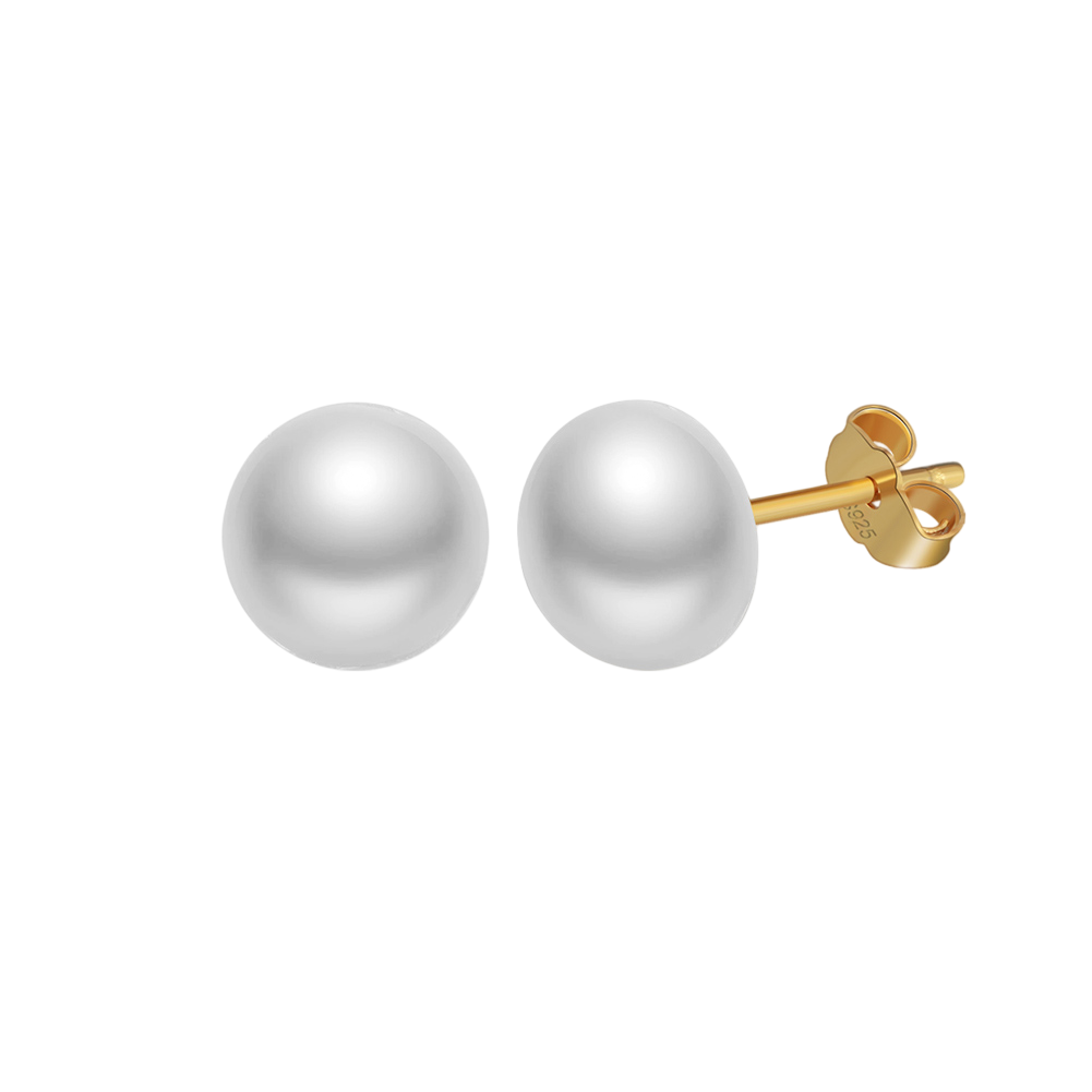 925 Sterling Silver Elegant White Pearl Stud Earrings Featuring S925 Sterling Silver Backings Vera Lux
