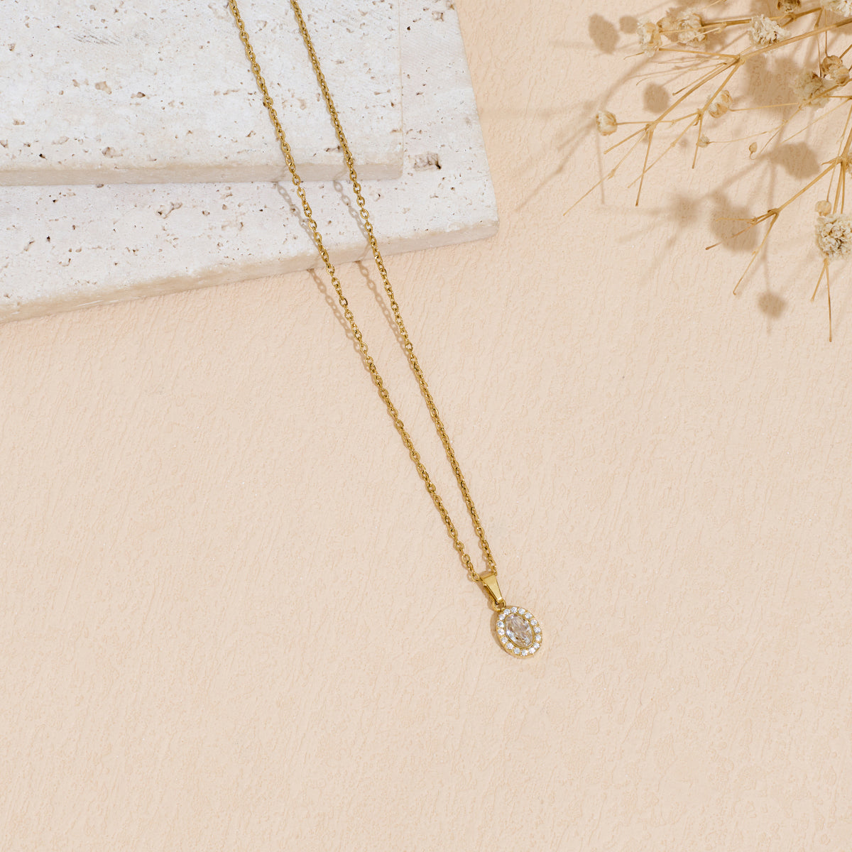 Stainless Steel Pendant Necklace With Zircon Inlay Vera Lux