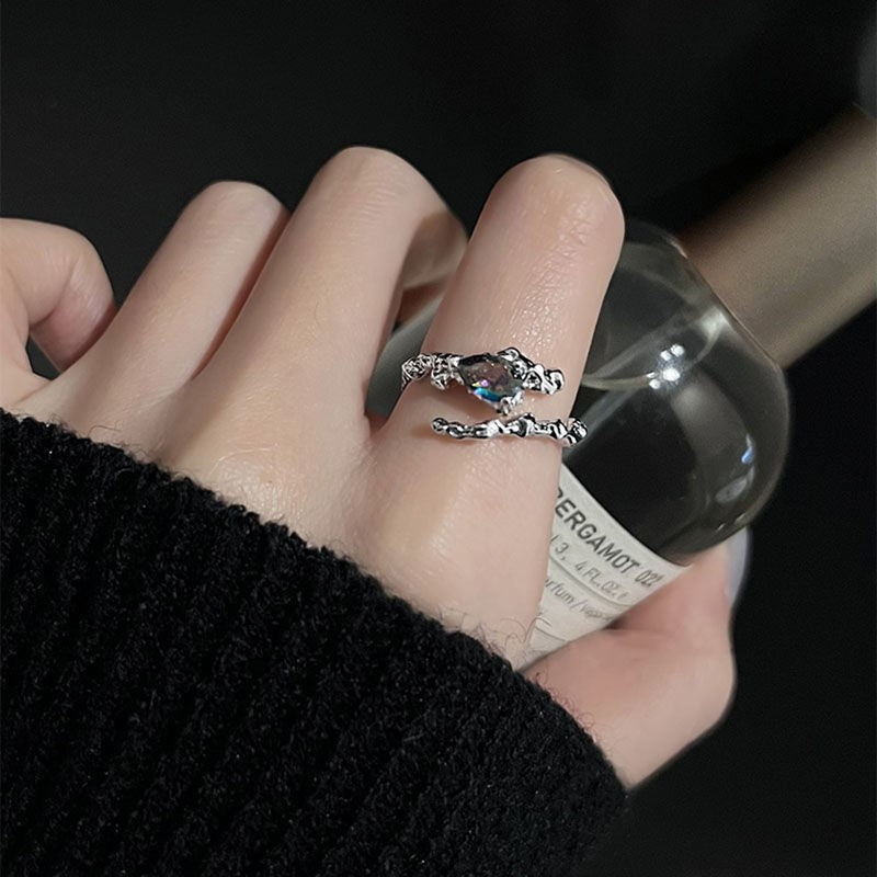 INS Minimalist Irregular Gradient Gem Ring, High-End Niche Design For Women Vera Lux