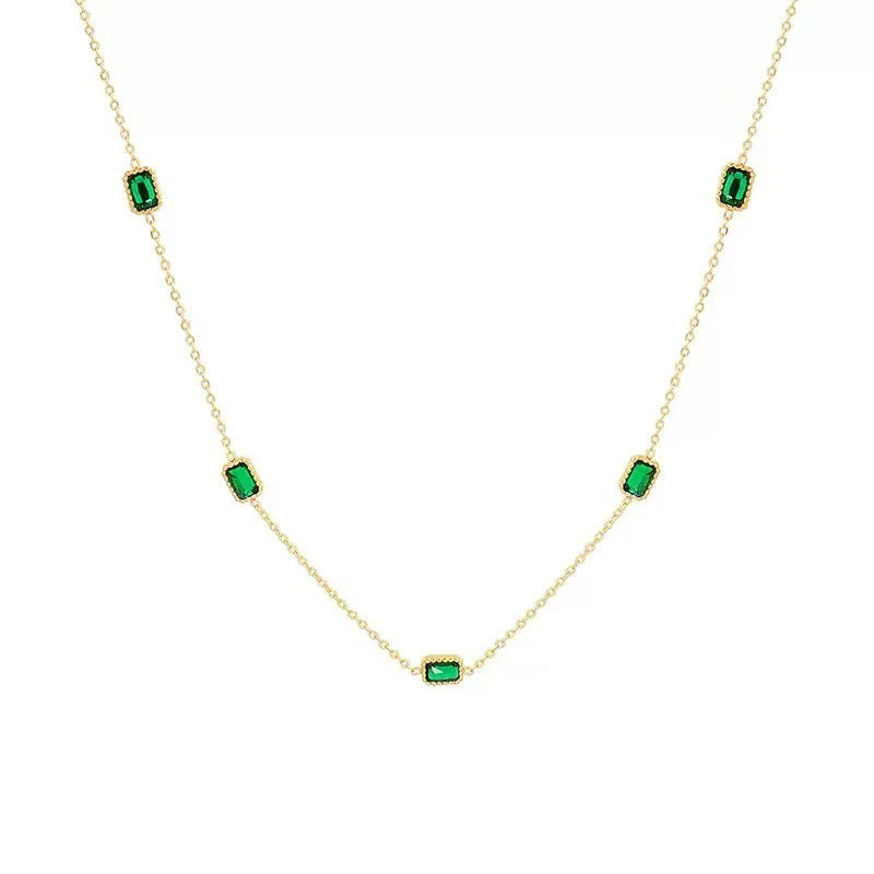 Non-fading Titanium Steel, Trendy And Niche Instagram-style, Light Luxury With A Premium Feel18K Gold Sugar-cube Emerald Set, Exquisitely Crafted And Versatile For Women This Summer Vera Lux