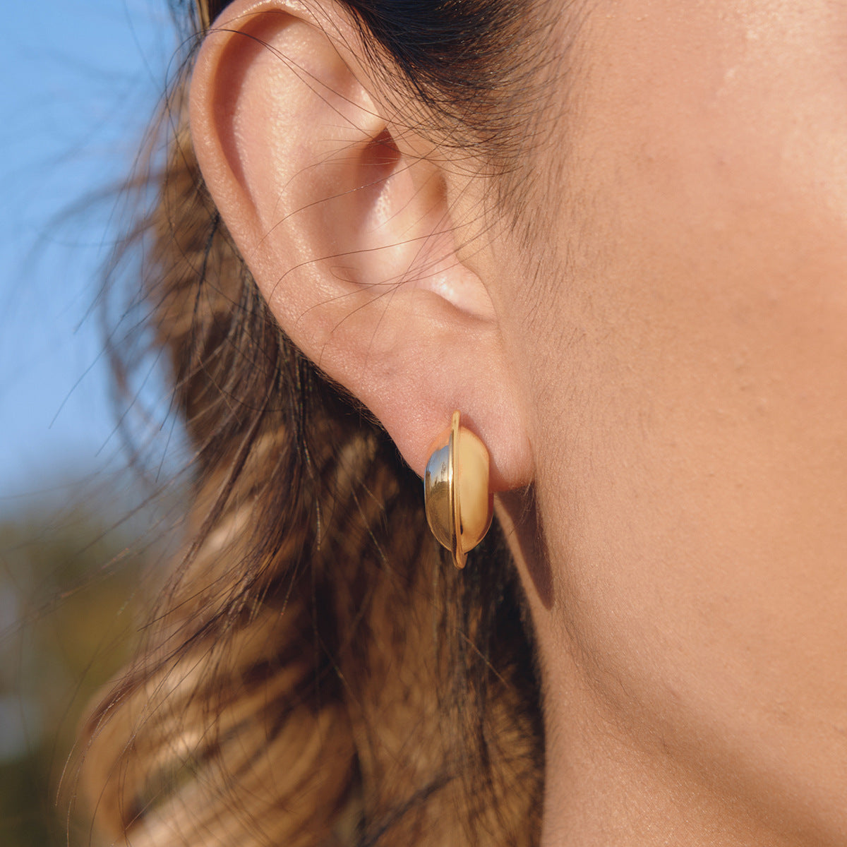 Chunky Stainless Steel C Hoop Earrings Vera Lux