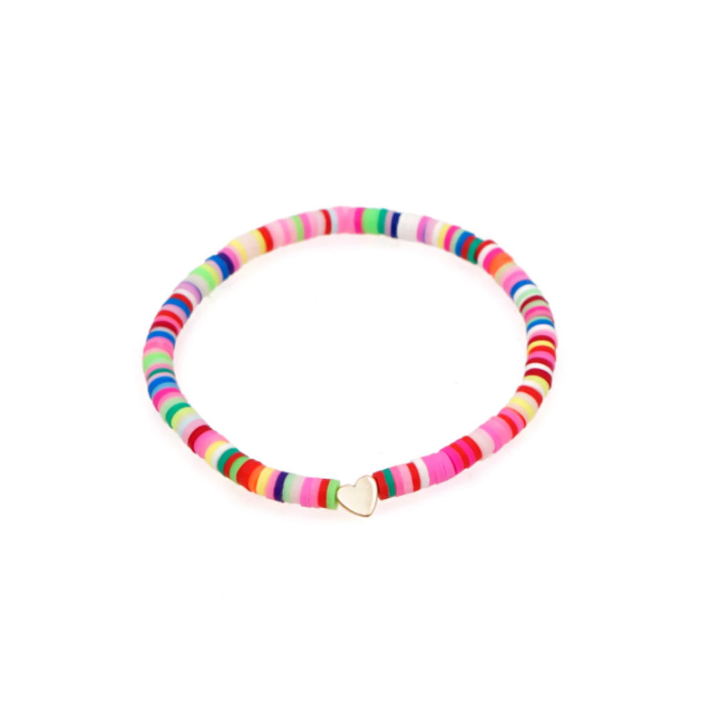 Stylish CCB Womens Heart-Shaped Colorful Beaded Bracelet Vera Lux