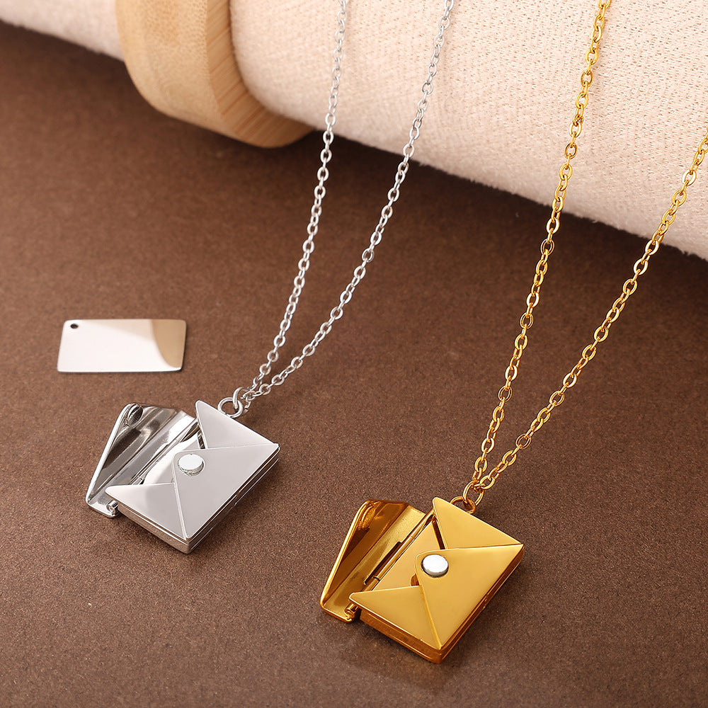 New Envelope Book Pendant Clavicle Necklace For Women, Minimalist Fashion Literary Style Necklace Vera Lux