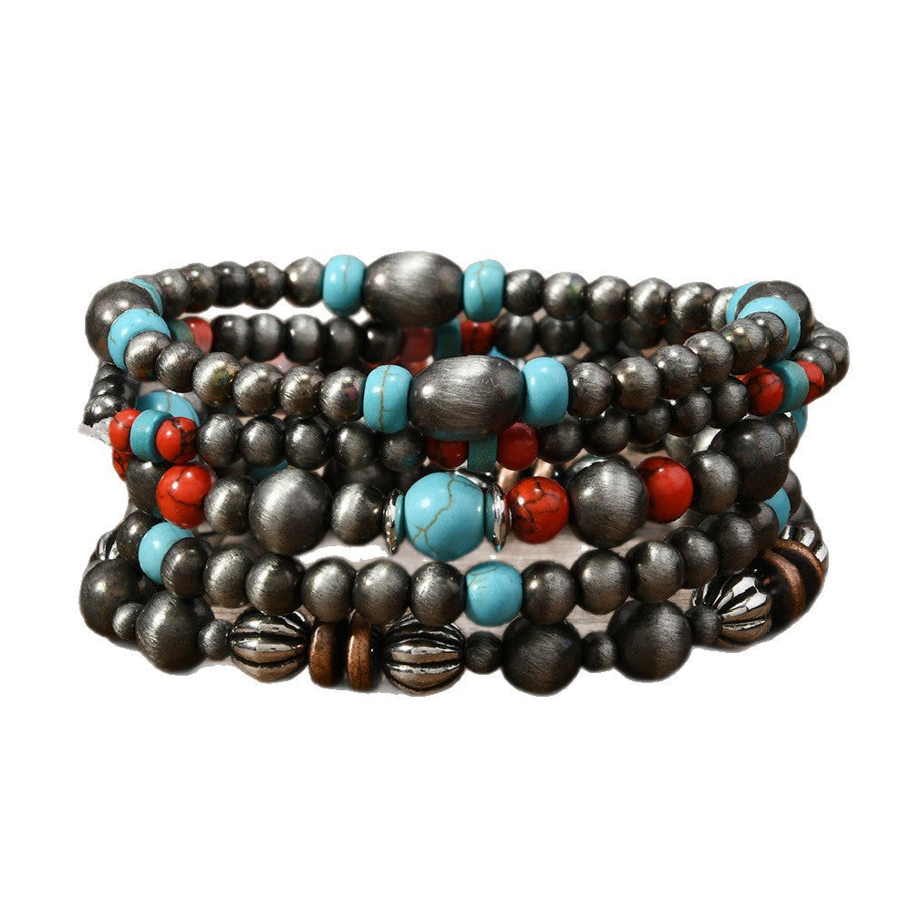 Fashionable Casual Turquoise Beaded Elastic Bracelet Vera Lux