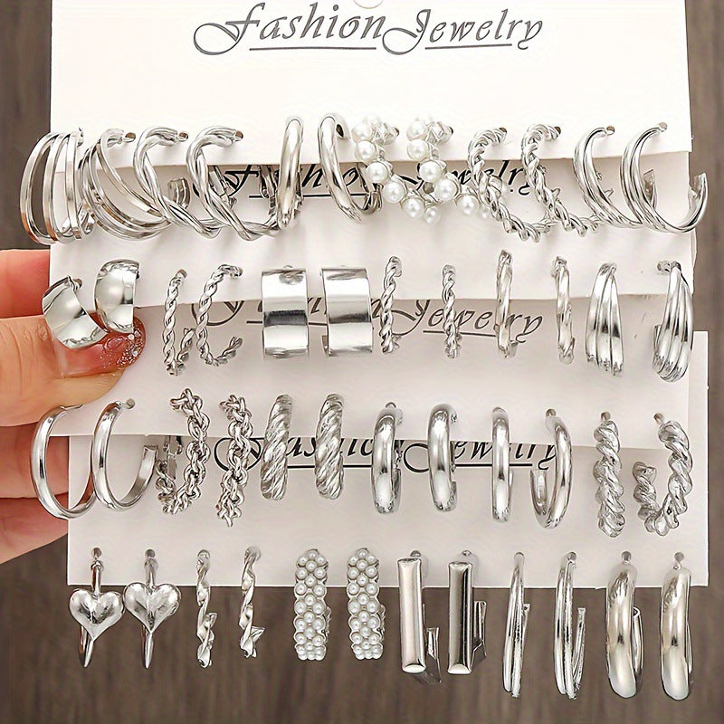 Metal Square Geometry Women's Earrings Suit Vera Lux