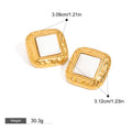 18K gold geometric square with texture design classic retro earrings Vera Lux