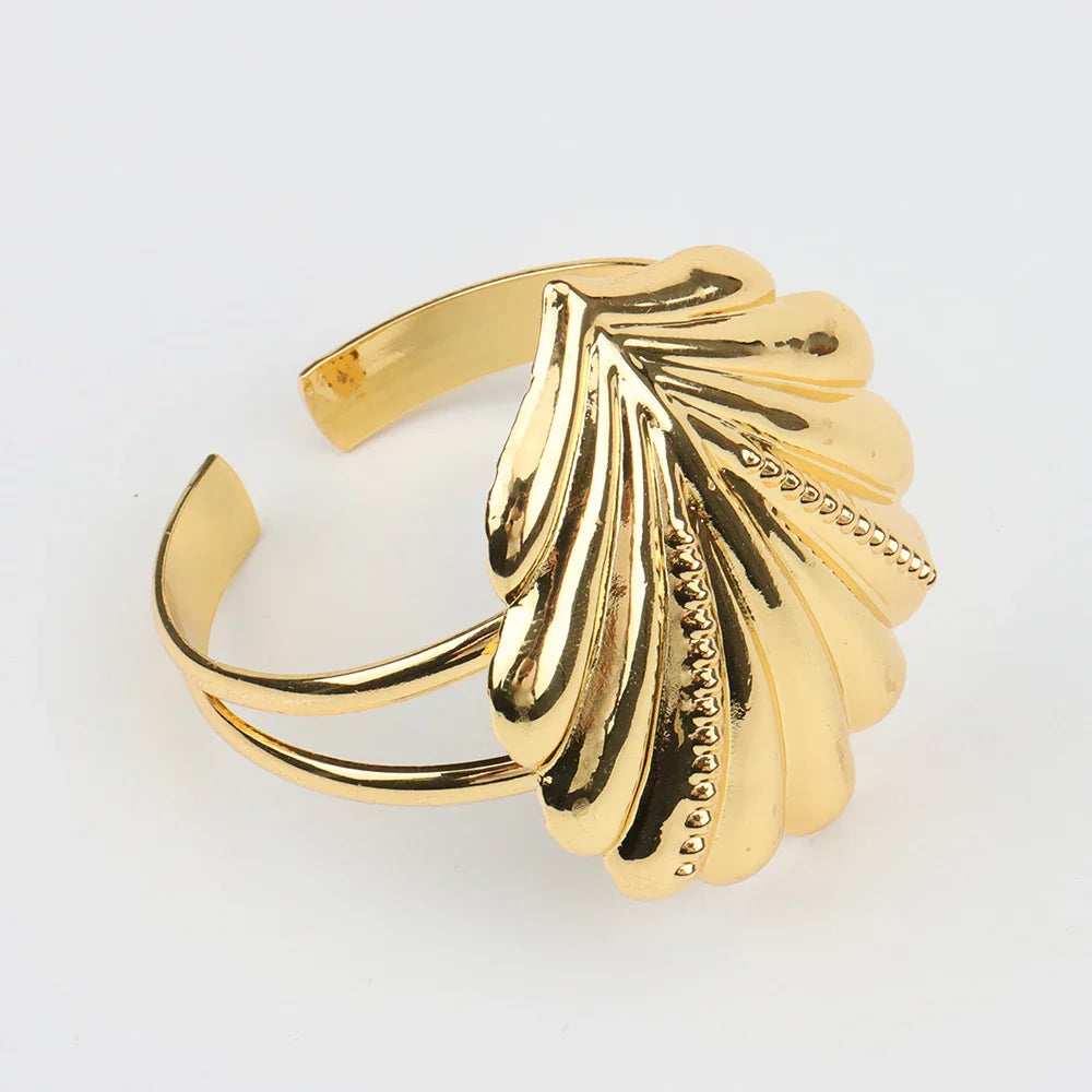 Dubai Gold Plated Jewelry Set for Women Shell pattern Earrings and Necklace Set Fashion Wedding Bride Bracelet Ring Jewelry Vera Lux