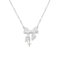 Sweet Pink Bow Necklace Ladies Fashion Sparkling Rhinestone Star Shape Pendant Clavicle Chain Delicate Wedding Accesories Vera Lux