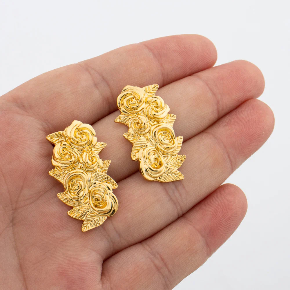 New Arrivals Gold Color Jewelry Sets For Women Fashion Earrings Necklace Italy Bangle Ring Flower Pendant Bride Wedding Party Vera Lux