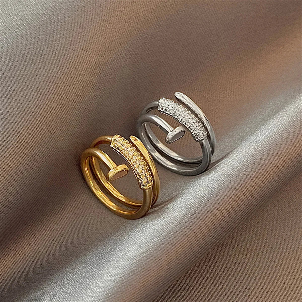 Minimalist Cold Style Micro Paved CZ Nail Rings for Women High-end Personalized Open Ring Fashion Accessories Vera Lux