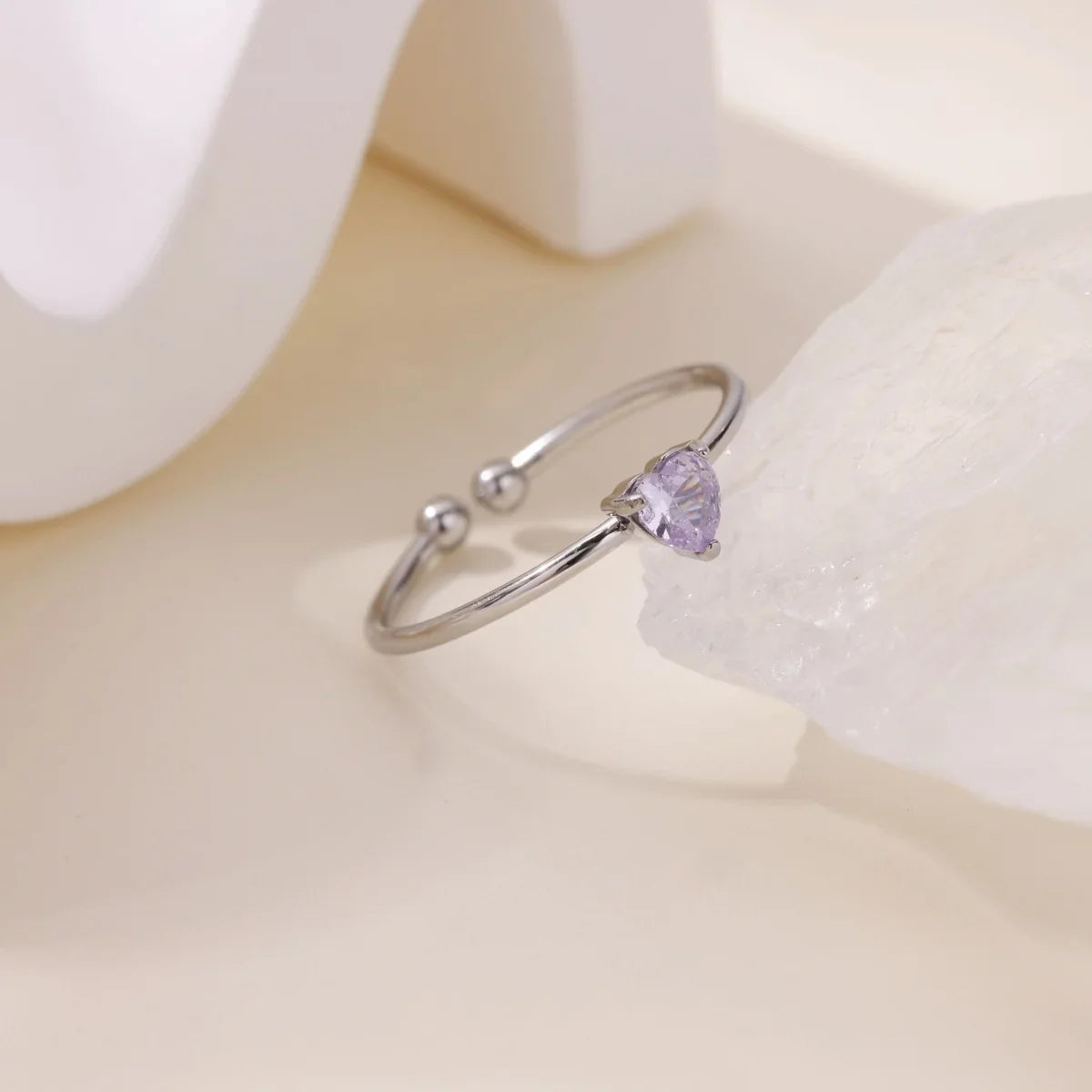2025 Birth Colorful Cubic Zircon Heart Opening Rings For Women Fashion Dainty Stainless Steel Princess Ring Jewelry Wedding Gift Vera Lux