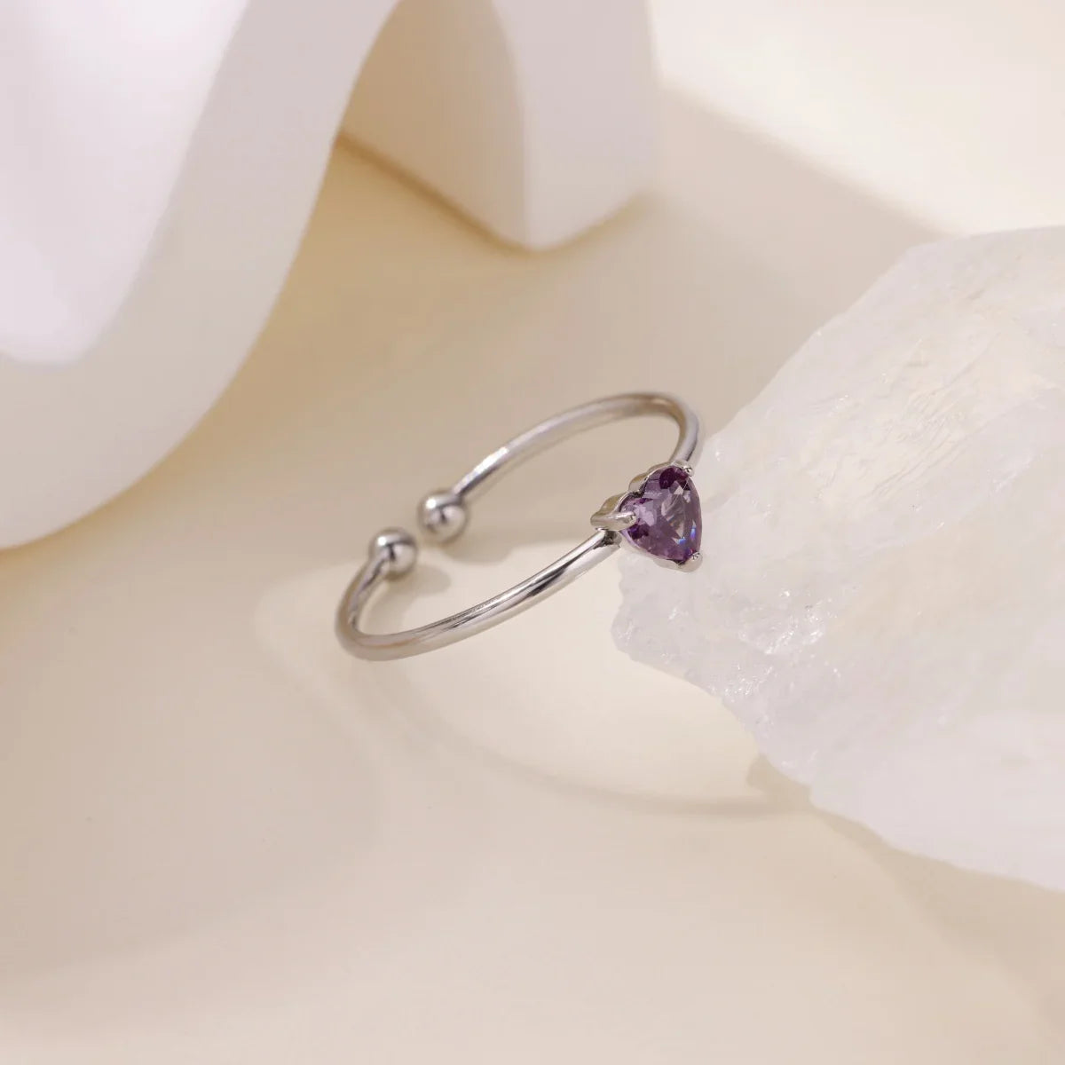2025 Birth Colorful Cubic Zircon Heart Opening Rings For Women Fashion Dainty Stainless Steel Princess Ring Jewelry Wedding Gift Vera Lux