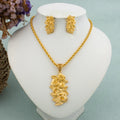 New Arrivals Gold Color Jewelry Sets For Women Fashion Earrings Necklace Italy Bangle Ring Flower Pendant Bride Wedding Party Vera Lux