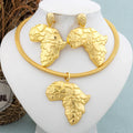 African Gold Color Jewelry Set for Women Large Earrings and Pendant Italian Luxury Necklace Bangle Ring Weddings Jewellery Gift Vera Lux