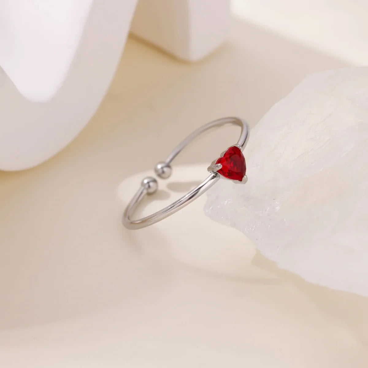 2025 Birth Colorful Cubic Zircon Heart Opening Rings For Women Fashion Dainty Stainless Steel Princess Ring Jewelry Wedding Gift Vera Lux