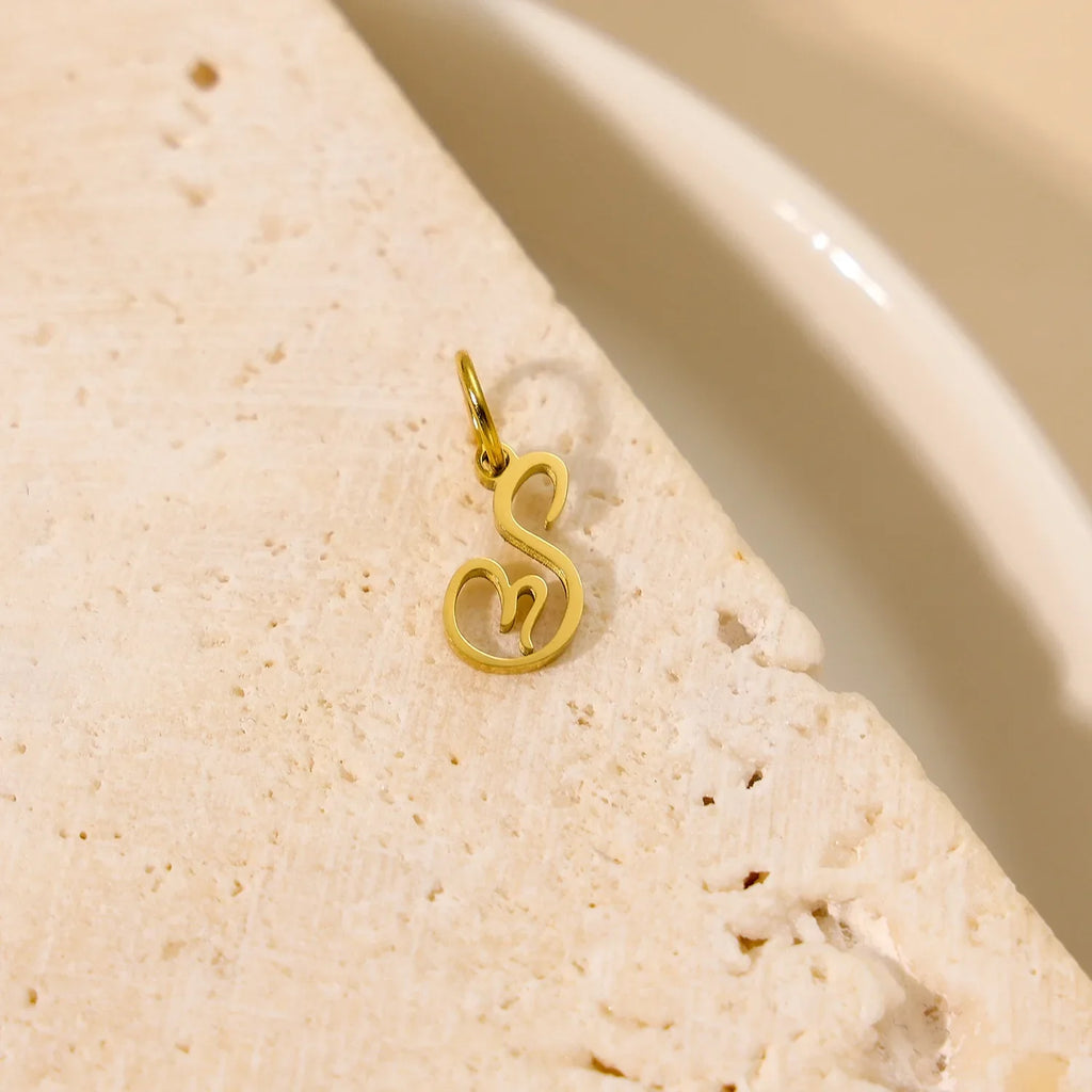 SUNIBI Heart Art Initial Alphabet Pendant DIY Name Customized Birthday Gift Stainless Steel Women Fashion Jewelry A-Z Wholesale Vera Lux