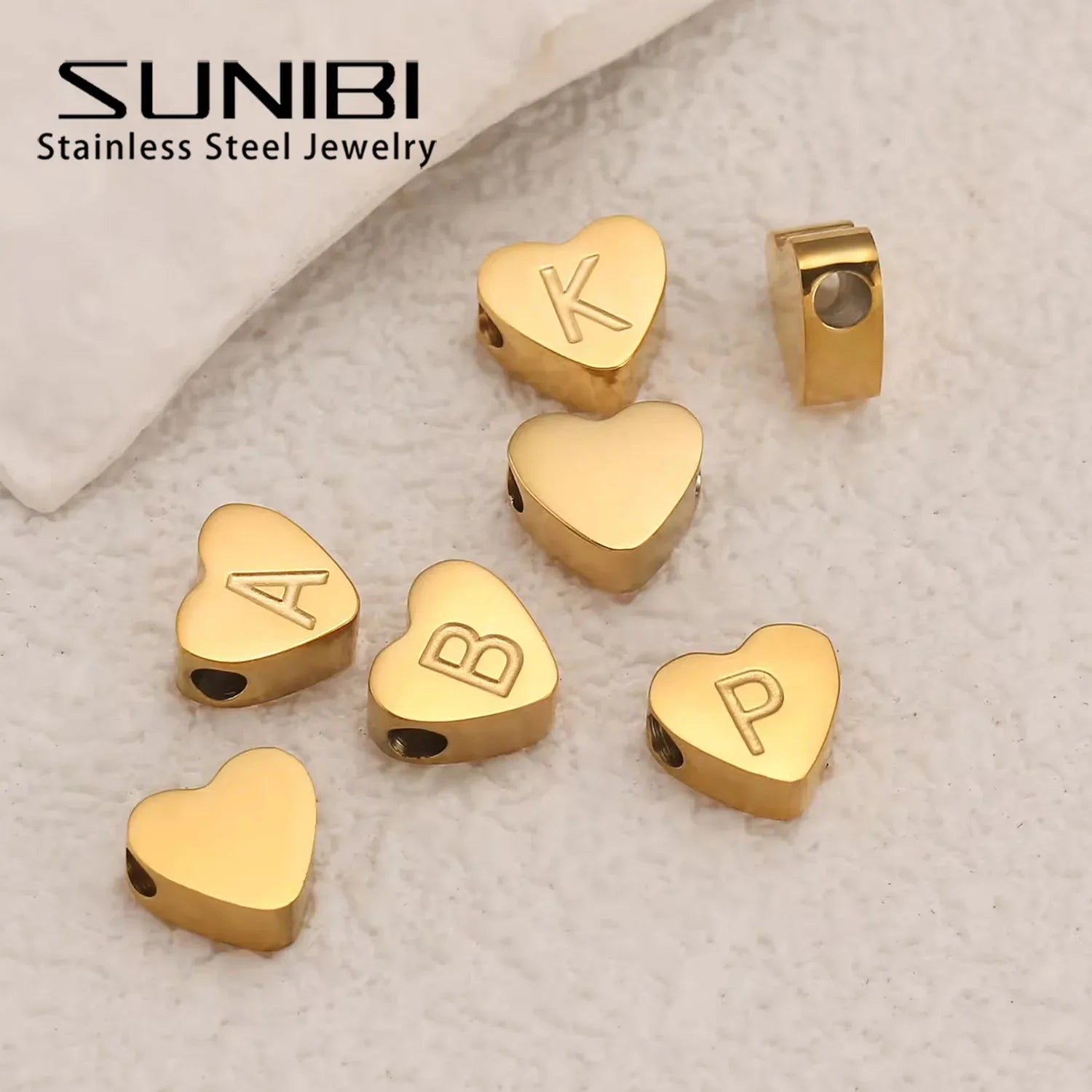 SUNIBI Initial Name Heart Shape Pendant For Necklaces Stainless Steel Necklace for Women Bracelet Make Earrings Jewelry Vera Lux