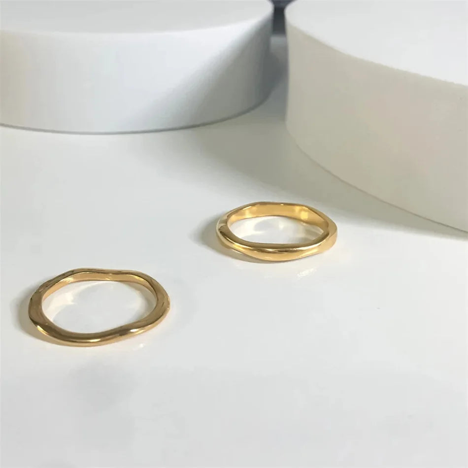 Stainless Steel Ring for Women Irregular Wave Rings Trendy Simple Geometric Handmade Couple Jewelry Wholesale Dropshipping Vera Lux