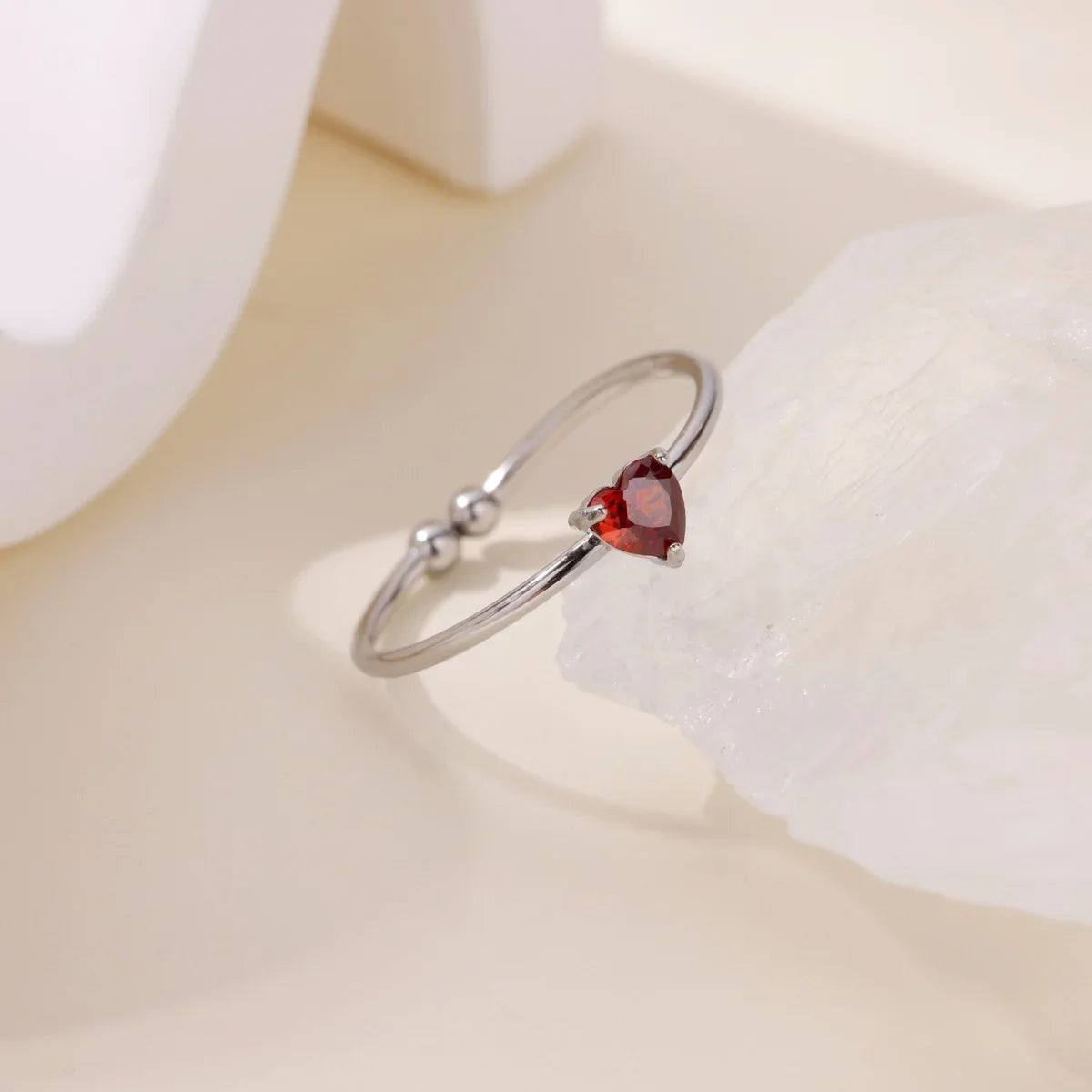 2025 Birth Colorful Cubic Zircon Heart Opening Rings For Women Fashion Dainty Stainless Steel Princess Ring Jewelry Wedding Gift Vera Lux