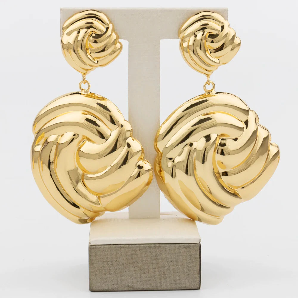 Luxury Female Jewelry Set Gold Color Necklace Big Circle Earrings Bangle Ring for Fashion Women Dubai African Party Jewelry Vera Lux