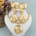 Luxury Female Jewelry Set Gold Color Necklace Big Circle Earrings Bangle Ring for Fashion Women Dubai African Party Jewelry Vera Lux