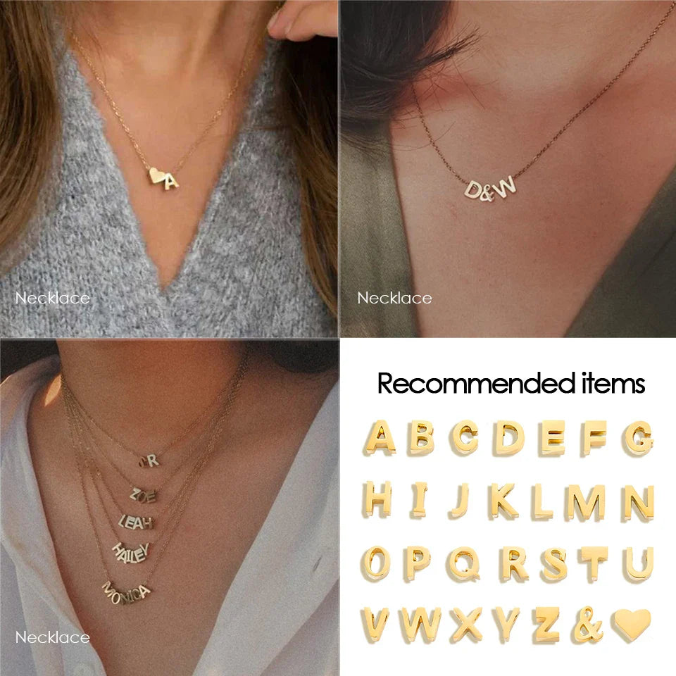 Stainless Steel Initial Heart Charm for Jewelry Silver Plated Letter Name Pendant for Women Wholesale Alphabet A-Z Jewelry Gift Vera Lux