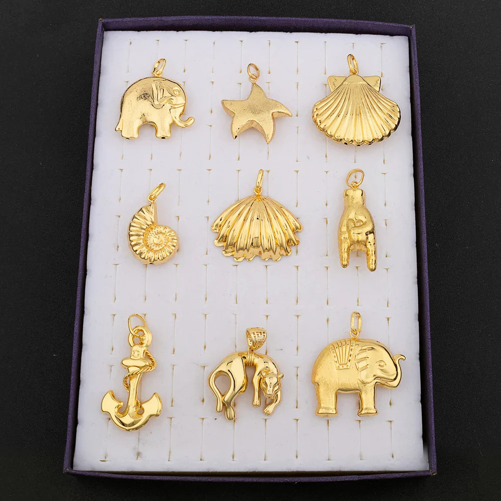 Hip Hop Personality Pendant Gold Color African Map Mermaid Dollar Euro Shape Pendant for Women Men Luxury Copper Chain Jewelry Vera Lux
