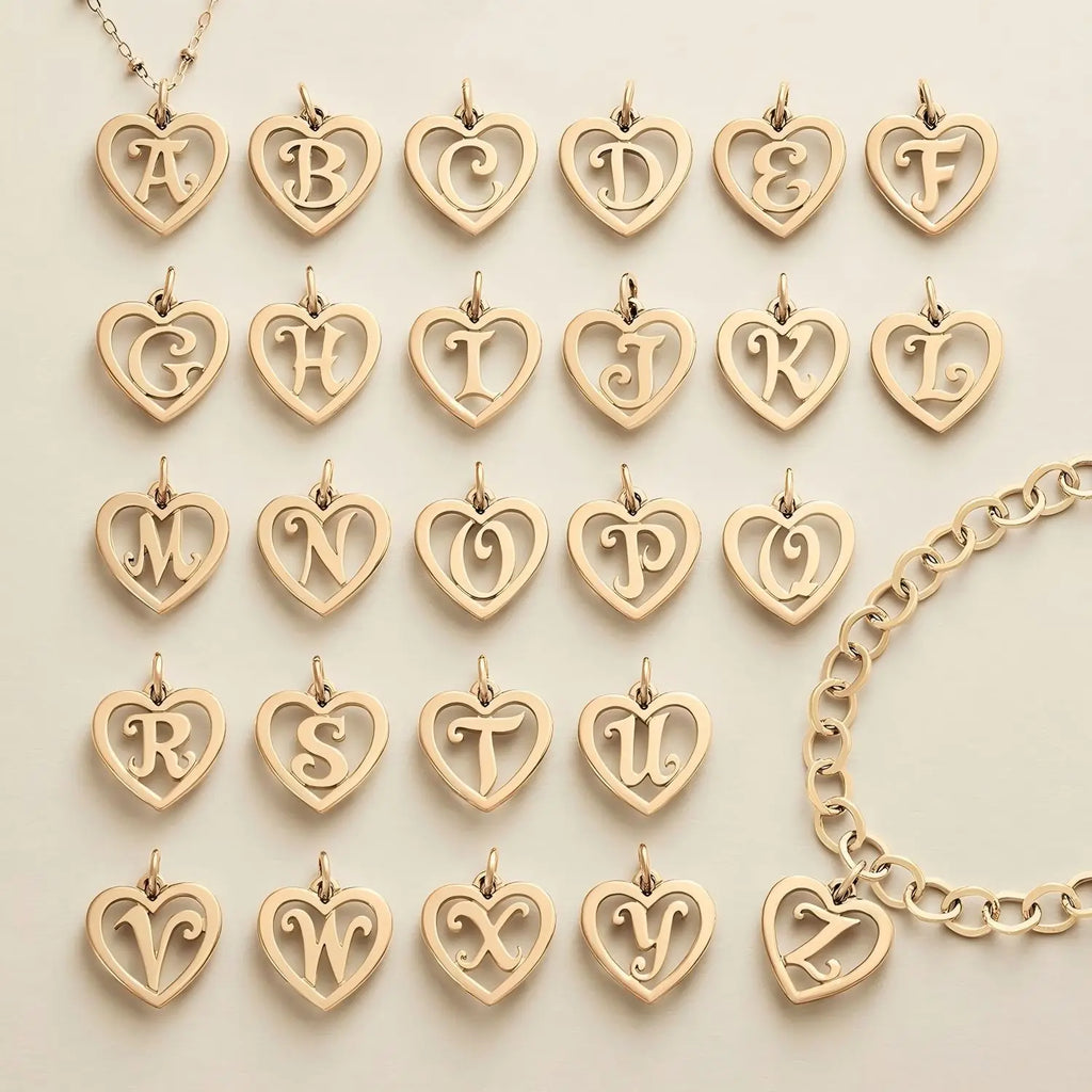 SUNIBI Stainless Steel Letter Heart Shape Hollow Pendant Charm for Bracelet Necklaces  for Women DIY Jewelry Making Vera Lux