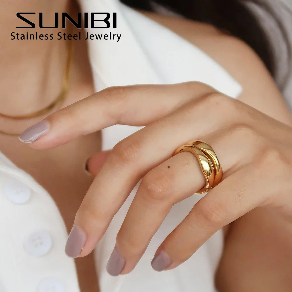 Stainless Steel Ring for Women Irregular Wave Rings Trendy Simple Geometric Handmade Couple Jewelry Wholesale Dropshipping Vera Lux