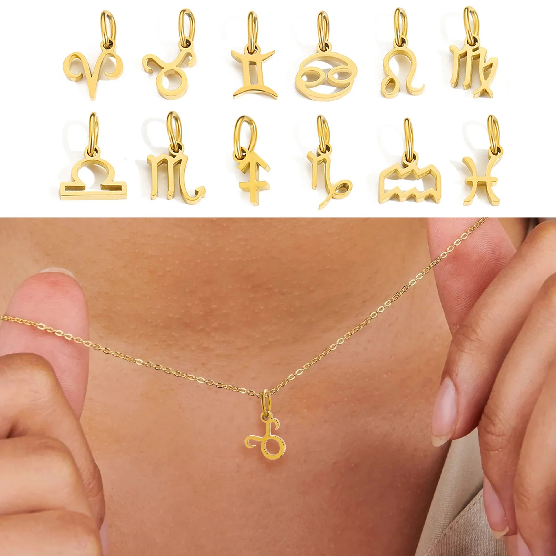 10PCS Stainless Steel Star Zodiac Sign 12 Constellation Pendant Accessories for Necklace Women Man Jewelry Gifts Wholesale Vera Lux