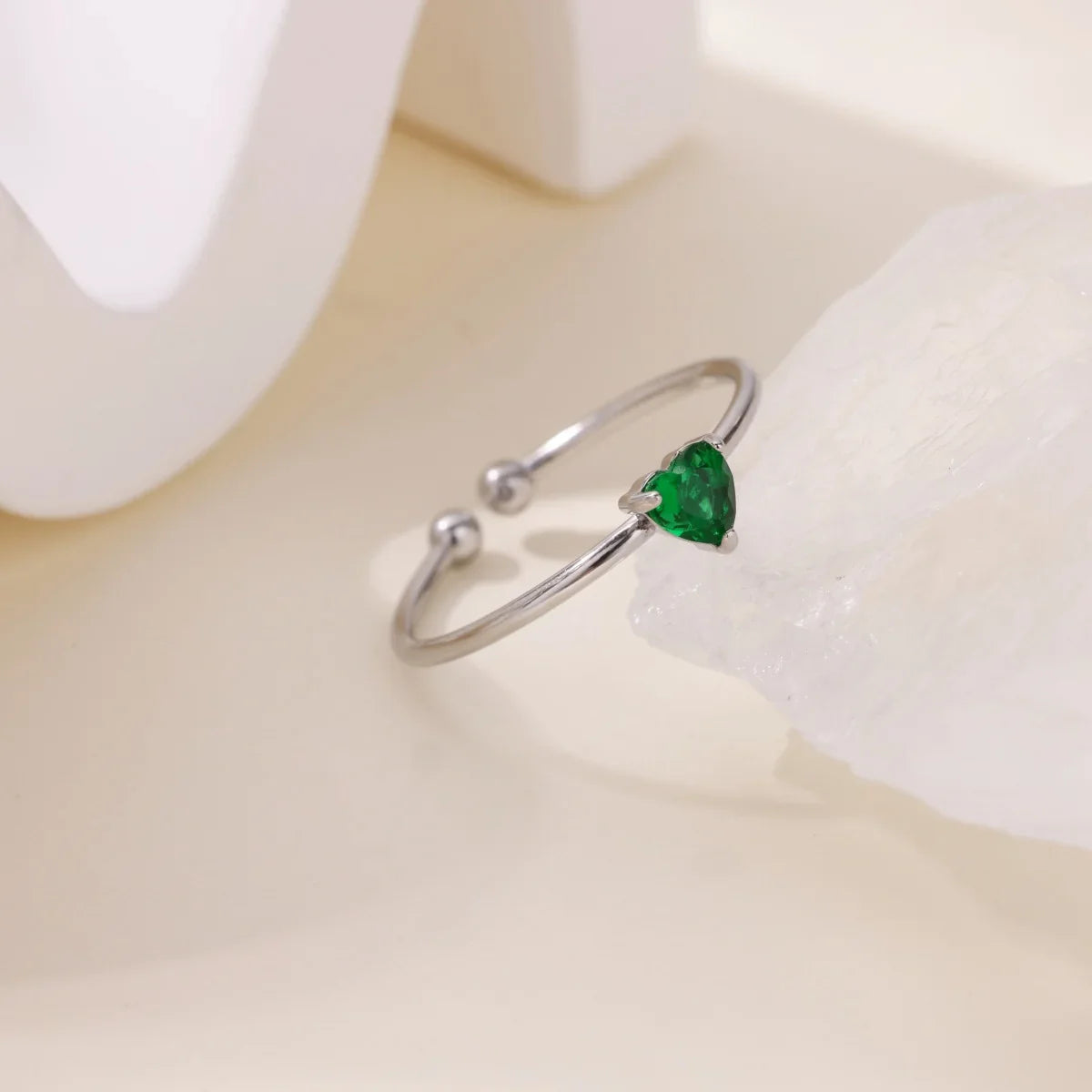2025 Birth Colorful Cubic Zircon Heart Opening Rings For Women Fashion Dainty Stainless Steel Princess Ring Jewelry Wedding Gift Vera Lux