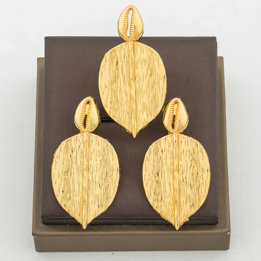 Lovely Earrings with Ring Set for African Bridal 18k Gold Color Clip Earrings and Finger Ring Elegant Dubai Jewelry Accessories Vera Lux