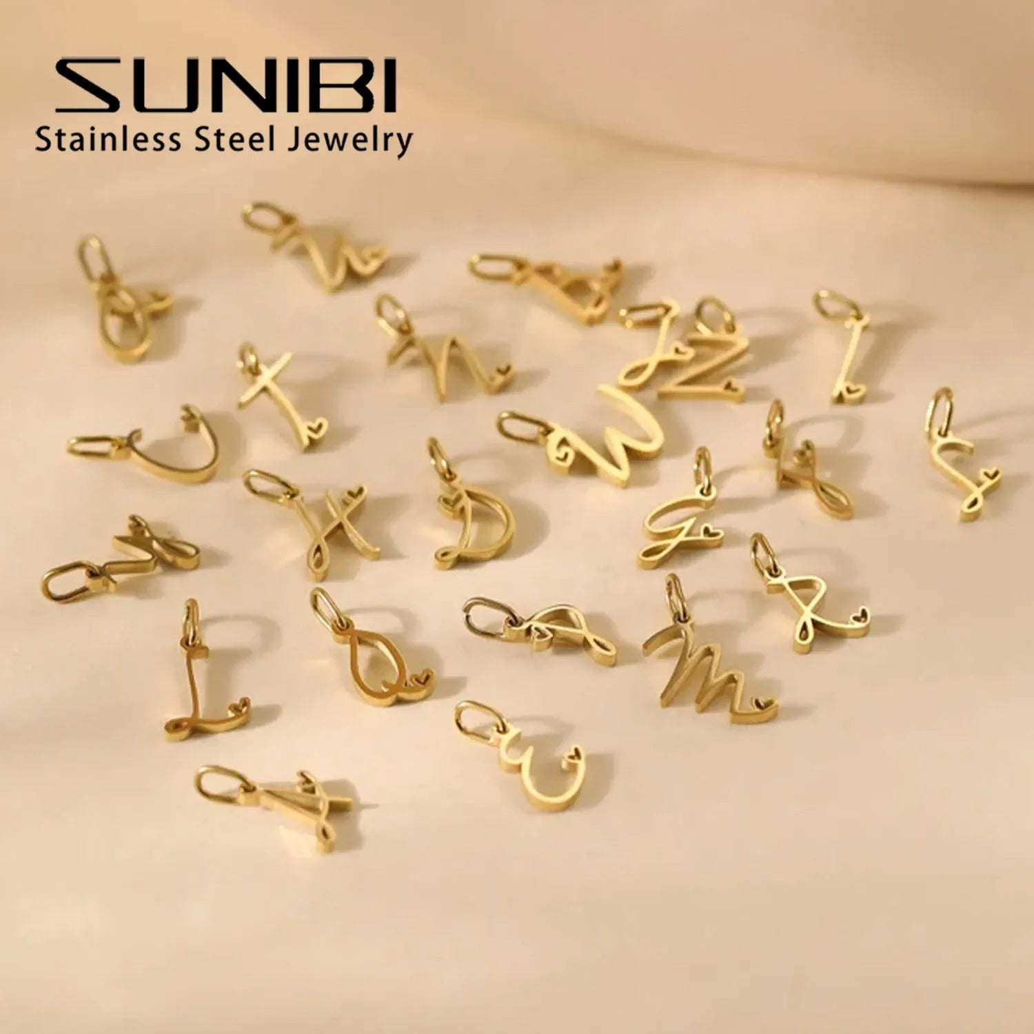 SUNIBI Personalized Initial Letter Heart Stainless Steel Accessories for Woman Necklace Ladies Jewelry Charm Gifts Wholesale Vera Lux