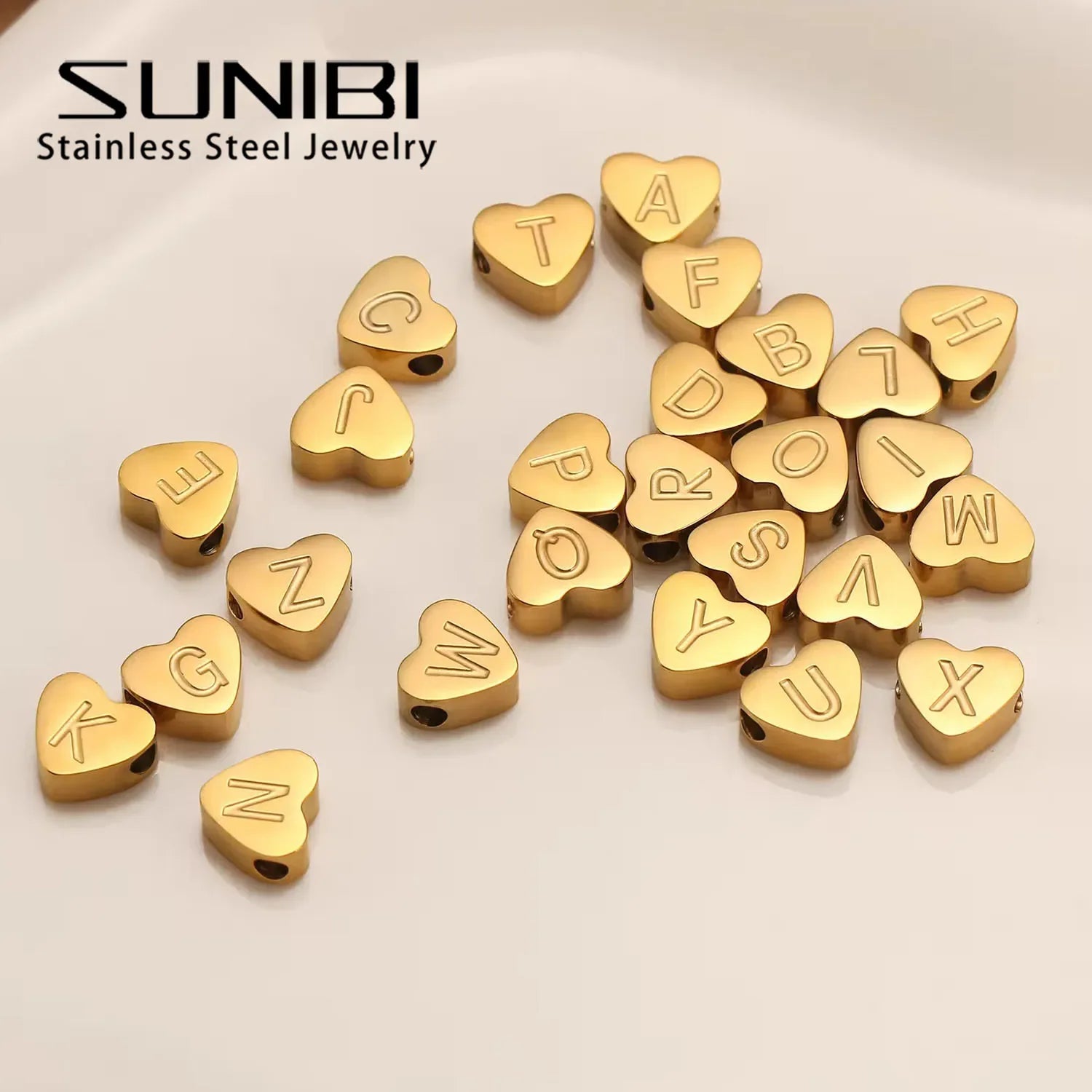 SUNIBI Initial Name Heart Shape Pendant For Necklaces Stainless Steel Necklace for Women Bracelet Make Earrings Jewelry Vera Lux
