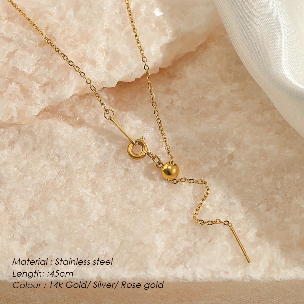 eManco Adjusta Long Layered Pendant Necklace  Stainless Steel Necklace Chocker Necklaces for Women Fashion Jewelry YX26925 Vera Lux