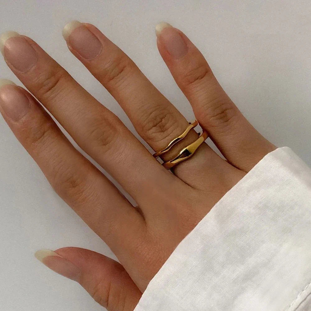 Stainless Steel Ring for Women Irregular Wave Rings Trendy Simple Geometric Handmade Couple Jewelry Wholesale Dropshipping Vera Lux